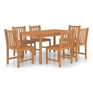 Bowery Hill Contemporary Solid Teak Wood Garden Dining Set in Warm Teak