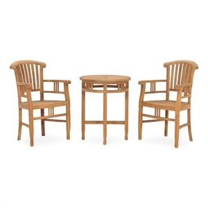 Bowery Hill Solid Teak Wood Durable Garden Dining Set in Natural Teak