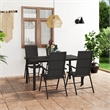 Bowery Hill 5 Piece PE Rattan Dining Set with Adjustable Armrests in Black