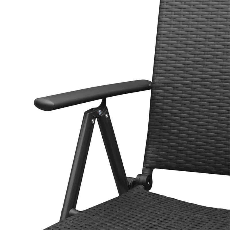 Bowery Hill 5 Piece PE Rattan Dining Set with Adjustable Armrests in Black