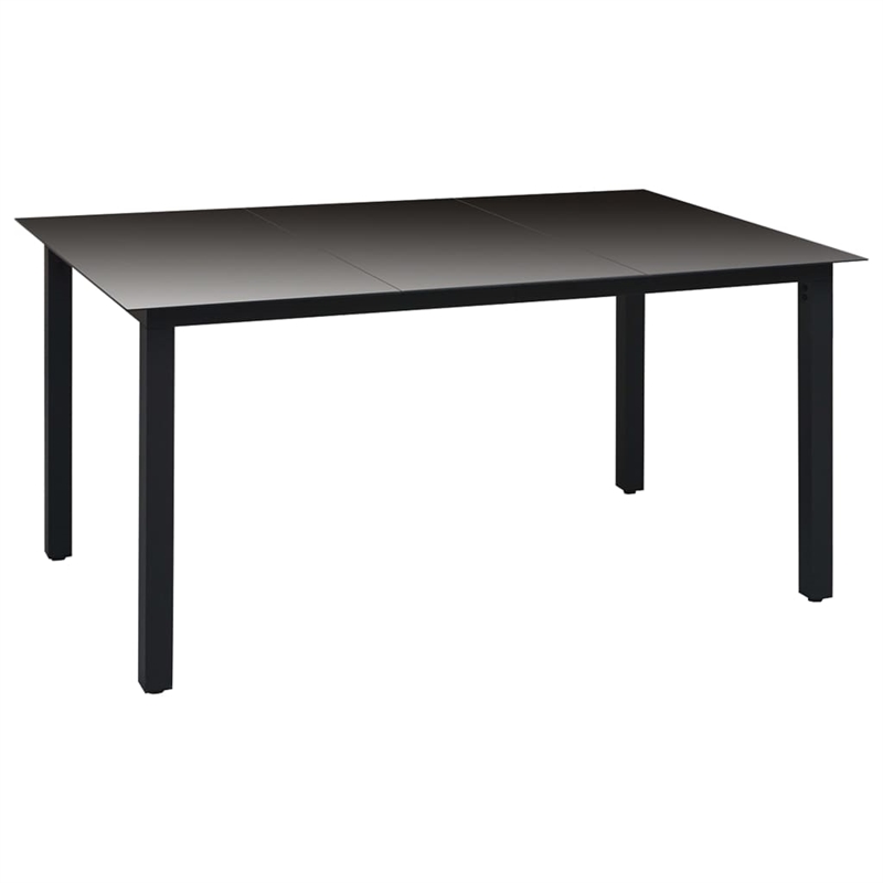 Bowery Hill PE Rattan/Glass/Aluminum Standard Foldable Dining Set in Black