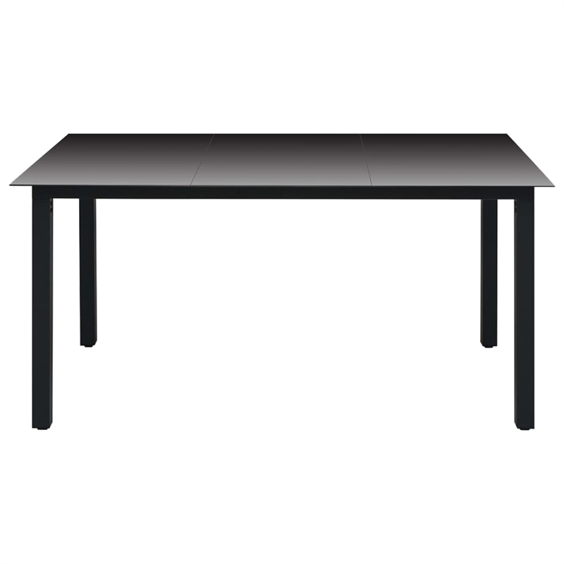 Bowery Hill PE Rattan/Glass/Aluminum Standard Foldable Dining Set in Black