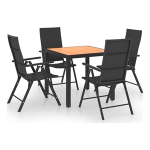 Bowery Hill PE Rattan/WPC/Aluminum Standard Dining Set in Black/Brown