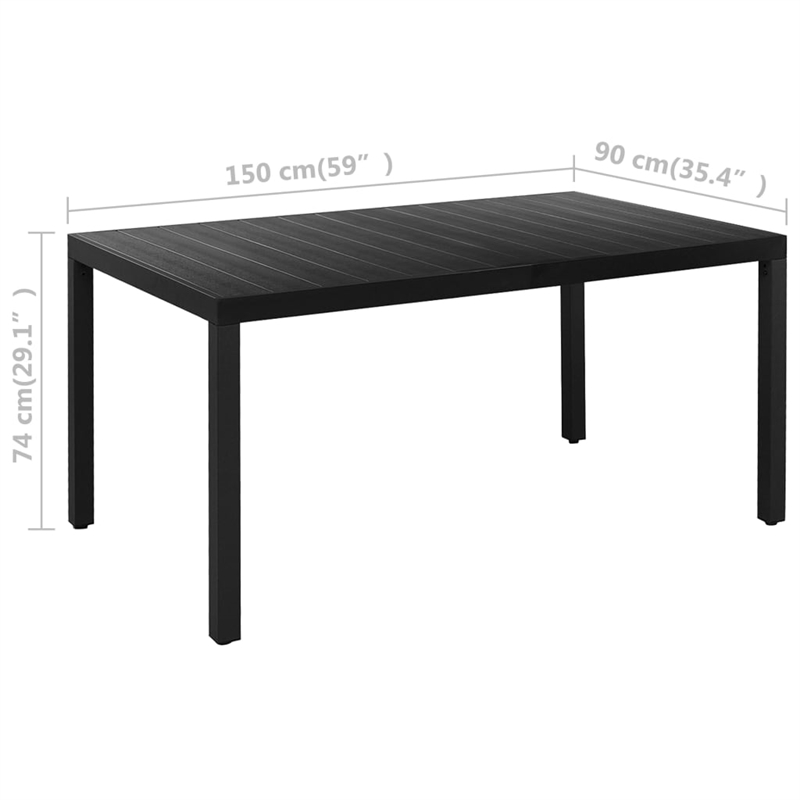 Bowery Hill PE Rattan/Aluminum/WPC Medium Dining Set in Black