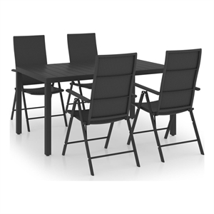 Bowery Hill PE Rattan/Aluminum/WPC Medium Dining Set in Black