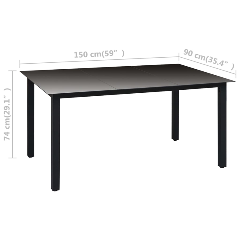 Bowery Hill PE Rattan/Aluminum/WPC Large Dining Set in Black/Brown