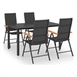 Bowery Hill PE Rattan/Aluminum/WPC Large Dining Set in Black/Brown
