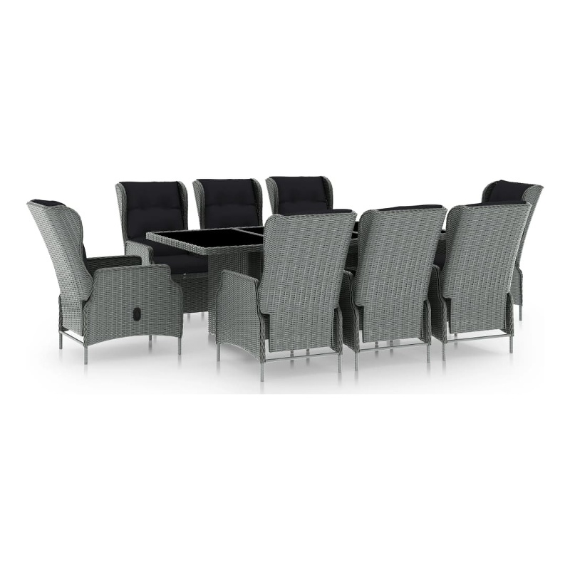 Bowery Hill Contemporary Powder-Coated Outdoor Dining Set in Light Gray
