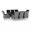 Bowery Hill Contemporary Powder-Coated Outdoor Dining Set in Light Gray