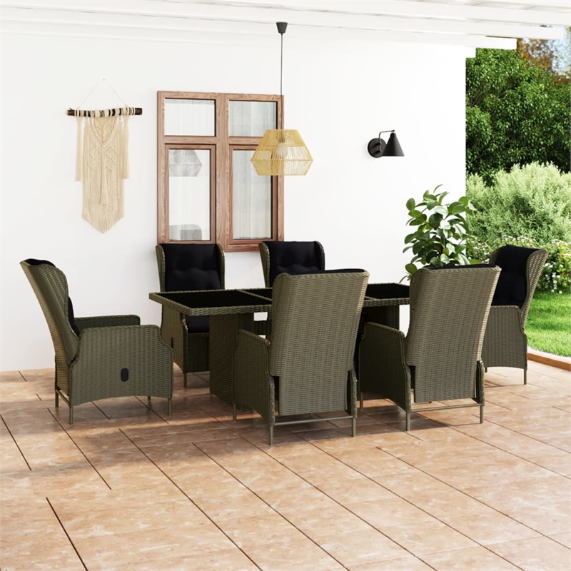 Bowery Hill Contemporary Weather-Resistant Patio Dining Set in Brown