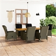 Bowery Hill 7 Piece Round PE Rattan Patio Dining Set in Brown