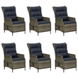 Bowery Hill 7 Piece Round PE Rattan Patio Dining Set in Brown