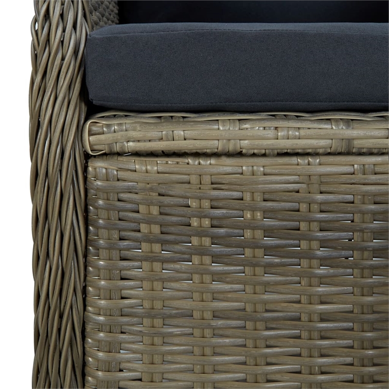 Bowery Hill 9 Piece Round PE Rattan Patio Dining Set in Brown/Black