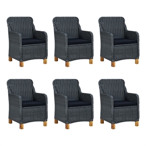 Bowery Hill Contemporary 7 Piece Outdoor Dining Set in Dark Gray