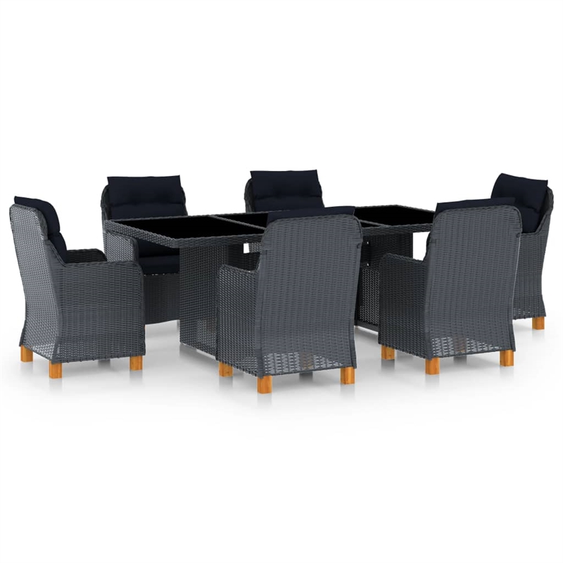 Bowery Hill Contemporary Synthetic Poly Rattan Outdoor Dining Set in Dark Gray