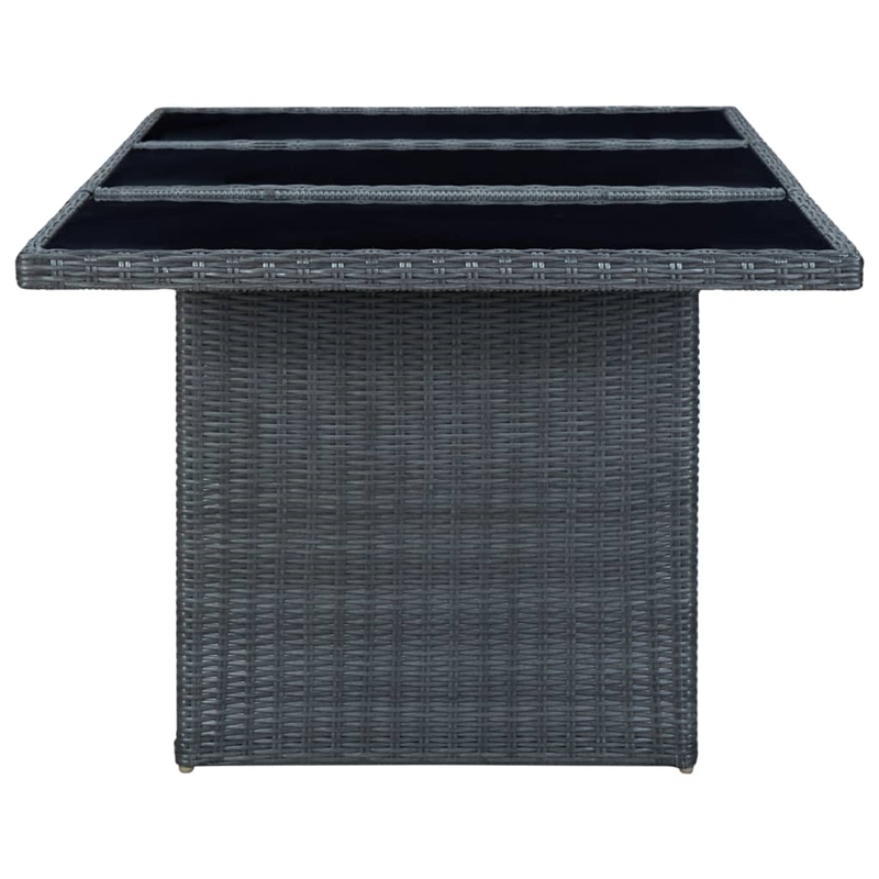 Bowery Hill Contemporary Synthetic Poly Rattan Outdoor Dining Set in Dark Gray