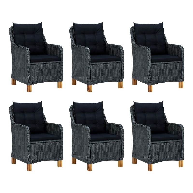 Bowery Hill Contemporary Synthetic Poly Rattan Outdoor Dining Set in Dark Gray