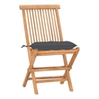 Bowery Hill Teak 3 Piece Set Foldable Round Outdoor Dining Set in Gray