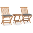 Bowery Hill Teak Wood Small Foldable Outdoor Dining Set in Gray
