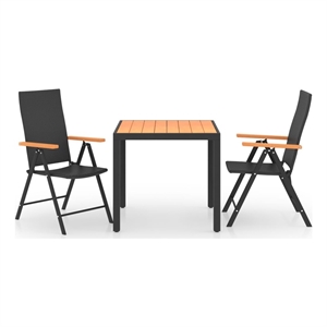 Bowery Hill PE Rattan/Aluminum Medium Durable Dining Set in Black/Brown