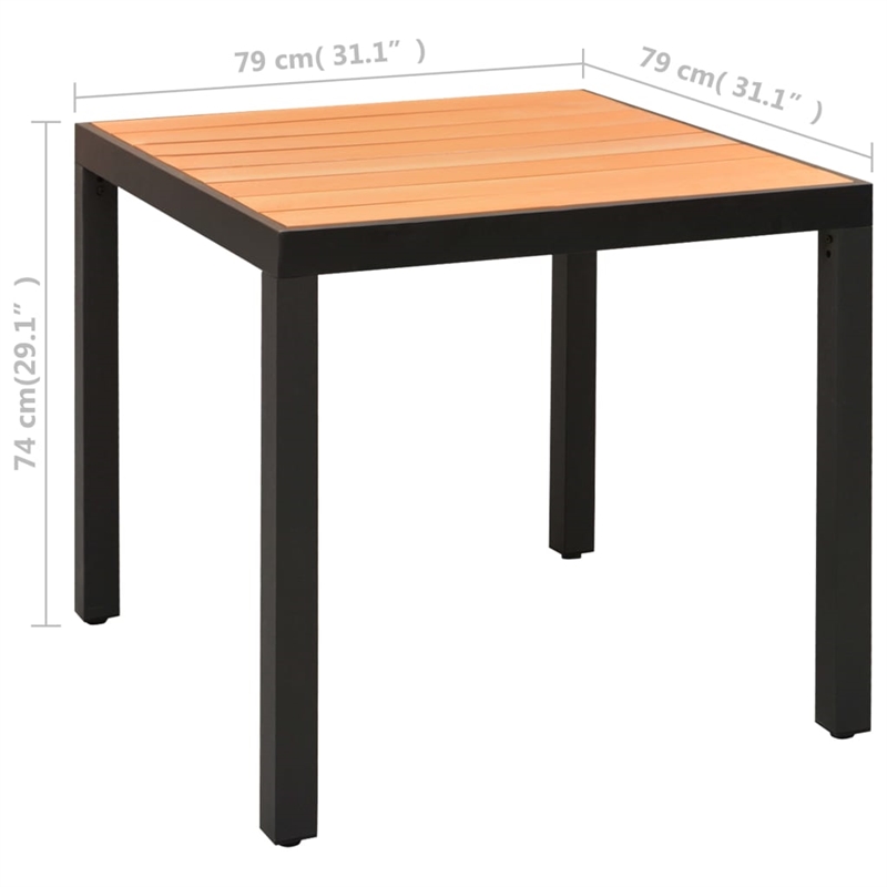 Bowery Hill PE Rattan Standard Durable Dining Set in Black/Brown