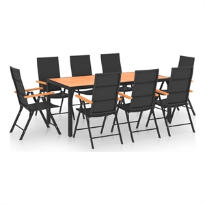 Bowery Hill Aluminum Large Height-Adjustable Dining Set in Black/Brown
