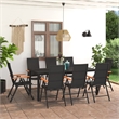 Bowery Hill Contemporary PE Rattan Large Dining Set in Black/Brown