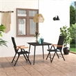 Bowery Hill PE Rattan/Glass Standard Dining Set in Black/Brown