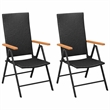 Bowery Hill PE Rattan/Glass Standard Dining Set in Black/Brown