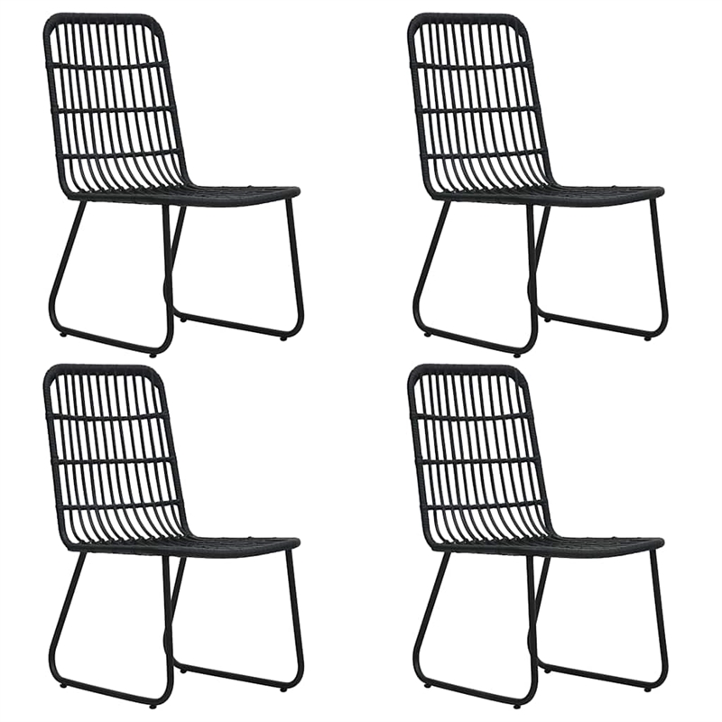 Bowery Hill Poly Rattan/Powder-Coated Steel/Glass Dining Set in Black