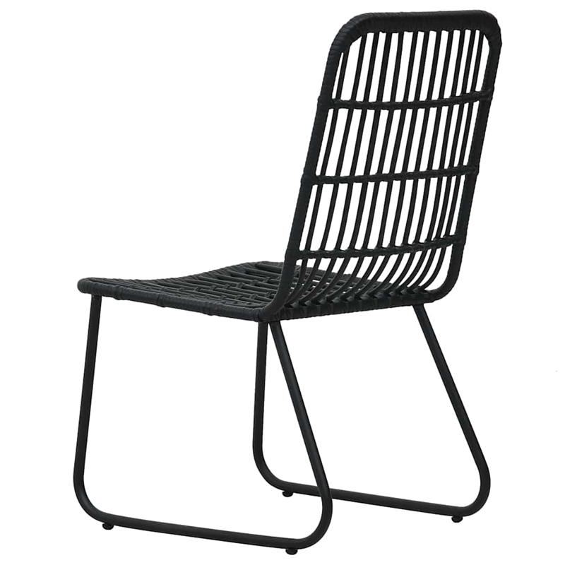 Bowery Hill Poly Rattan/Powder-Coated Steel/Glass Dining Set in Black