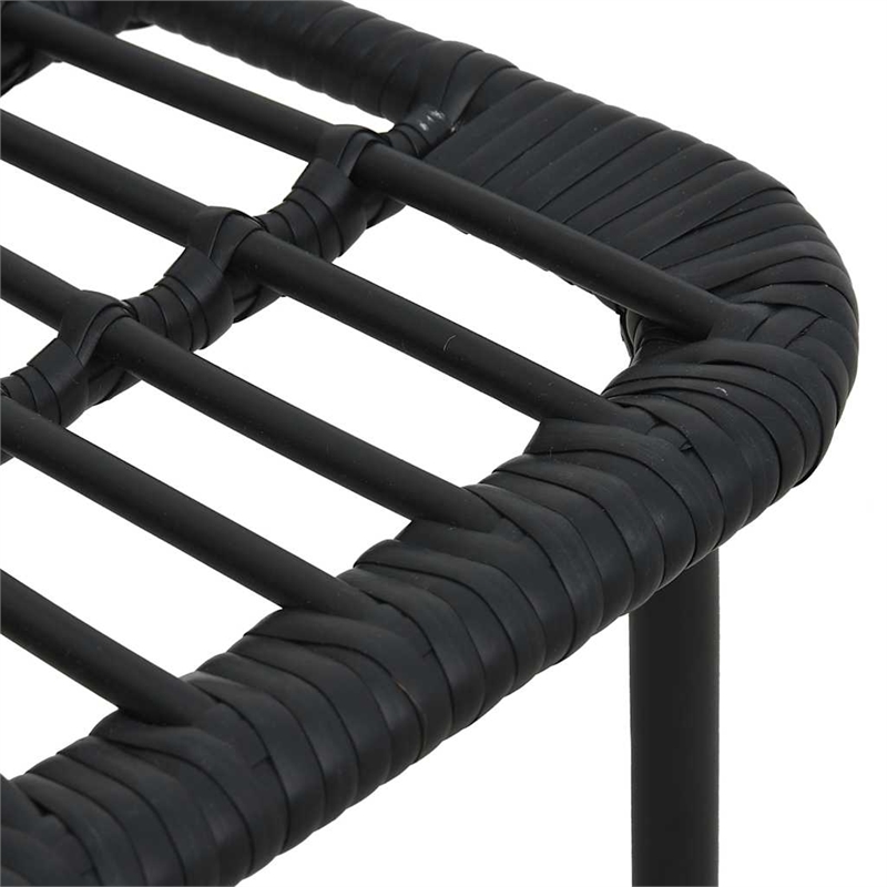 Bowery Hill Poly Rattan/Powder-Coated Steel/Glass Dining Set in Black