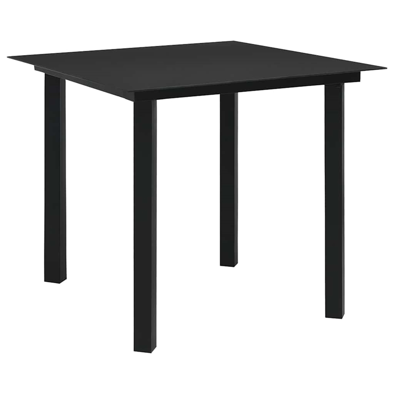 Bowery Hill Poly Rattan/Powder-Coated Steel/Glass Dining Set in Black
