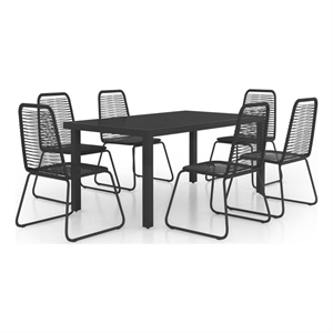 Bowery Hill PVC Rattan/Aluminum/Powder-Coated Steel Dining Set in Black