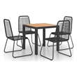 Bowery Hill Aluminum/PVC Rattan/Steel Dining Set in Black/Brown