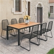 Bowery Hill WPC/Aluminum/PVC Rattan/Steel Dining Set in Black/Brown