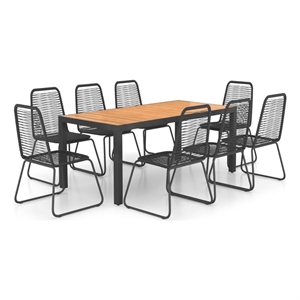 Bowery Hill Contemporary Powder-Coated Dining Set in Black/Brown
