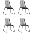 Bowery Hill 5 Piece PVC Rattan/Powder-Coated Steel/Glass Dining Set in Black