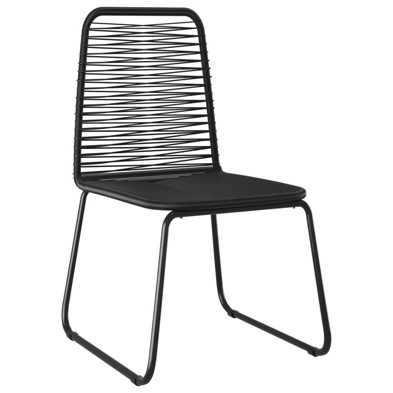Bowery Hill 5 Piece PVC Rattan/Powder-Coated Steel/Glass Dining Set in Black