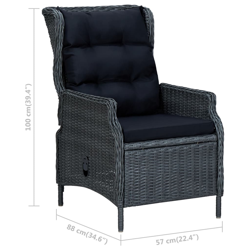 Bowery Hill Large Round PE Rattan Outdoor Dining Set in Dark Gray