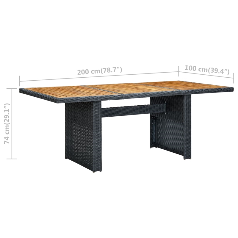 Bowery Hill Large Round PE Rattan Outdoor Dining Set in Dark Gray
