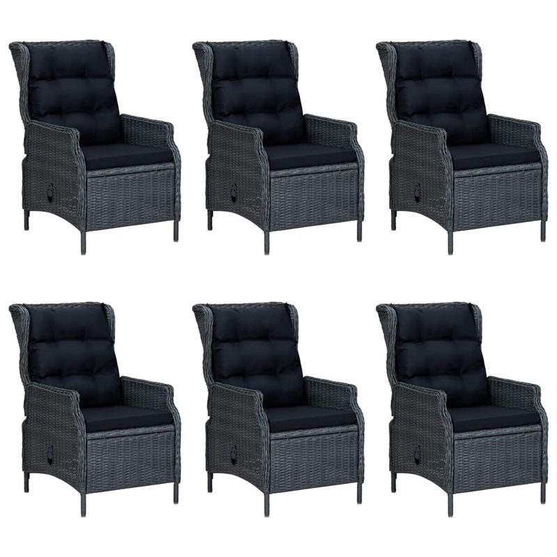 Bowery Hill Large Round PE Rattan Outdoor Dining Set in Dark Gray