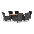 Bowery Hill Large Round PE Rattan Outdoor Dining Set in Dark Gray