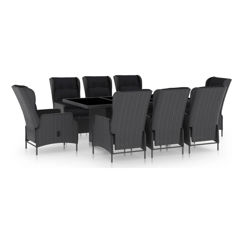 Bowery Hill Contemporary Synthetic Poly Rattan Outdoor Dining Set in Dark Gray