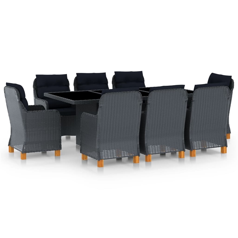 Bowery Hill Contemporary Synthetic Poly Rattan Outdoor Dining Set in Dark Gray