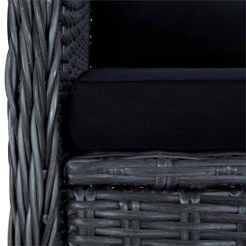 Bowery Hill Contemporary Synthetic Poly Rattan Outdoor Dining Set in Dark Gray