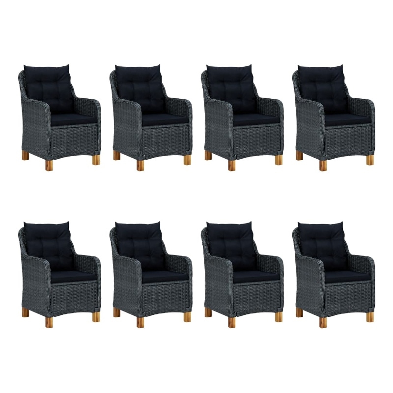 Bowery Hill Contemporary Synthetic Poly Rattan Outdoor Dining Set in Dark Gray