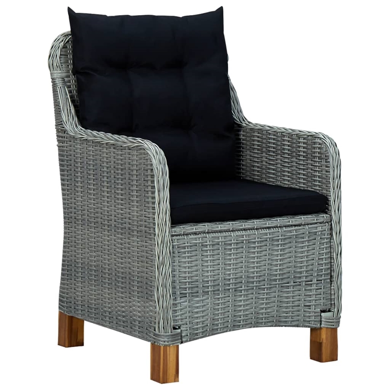 Bowery Hill Outdoor Dining Set in Light Gray Round PE Rattan 6-Piece Set