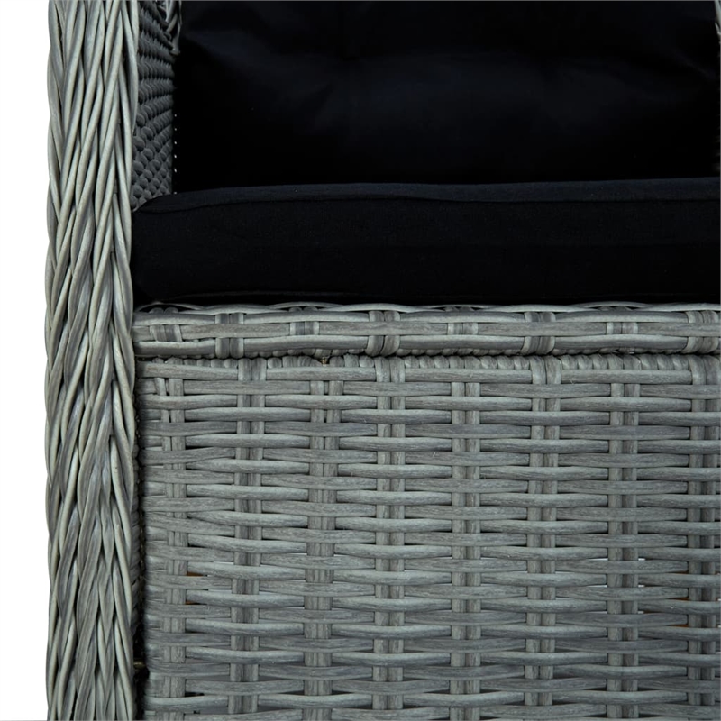 Bowery Hill Outdoor Dining Set in Light Gray Round PE Rattan 6-Piece Set