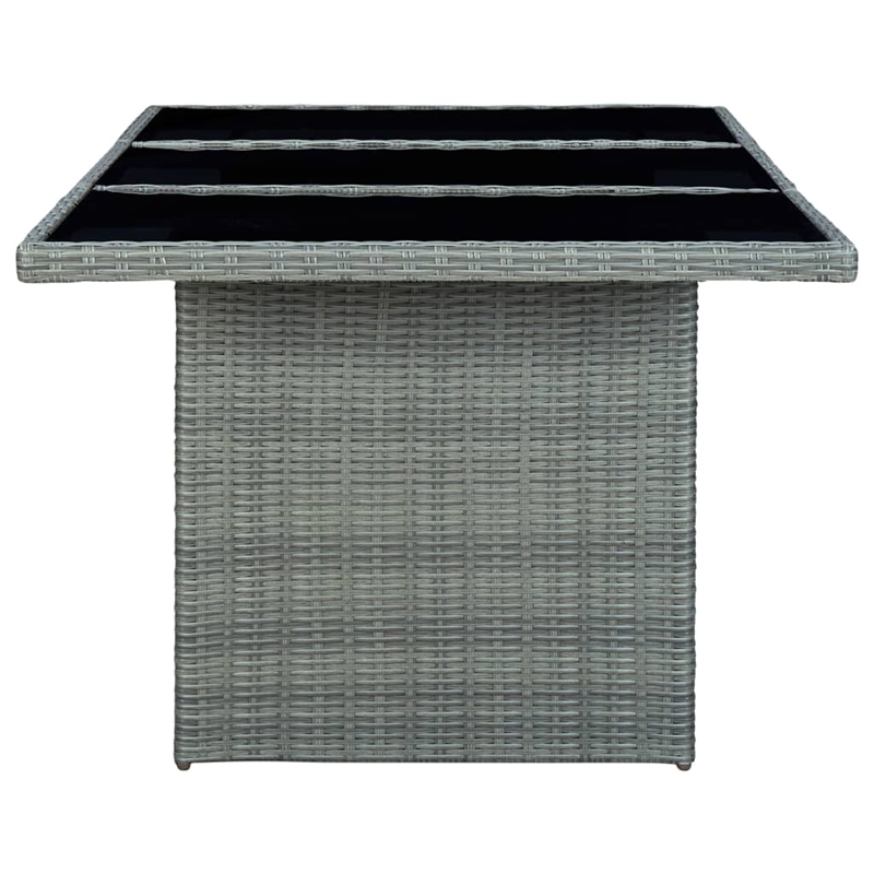 Bowery Hill Outdoor Dining Set in Light Gray and Black Round PE Rattan